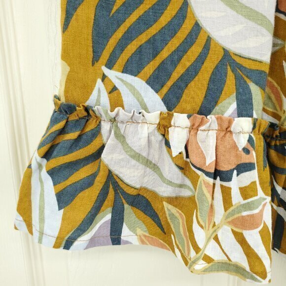 C&C California 100% Linen Pull On Ruffle Mini Skirt S Cream/Tan - Picture 7 of 11